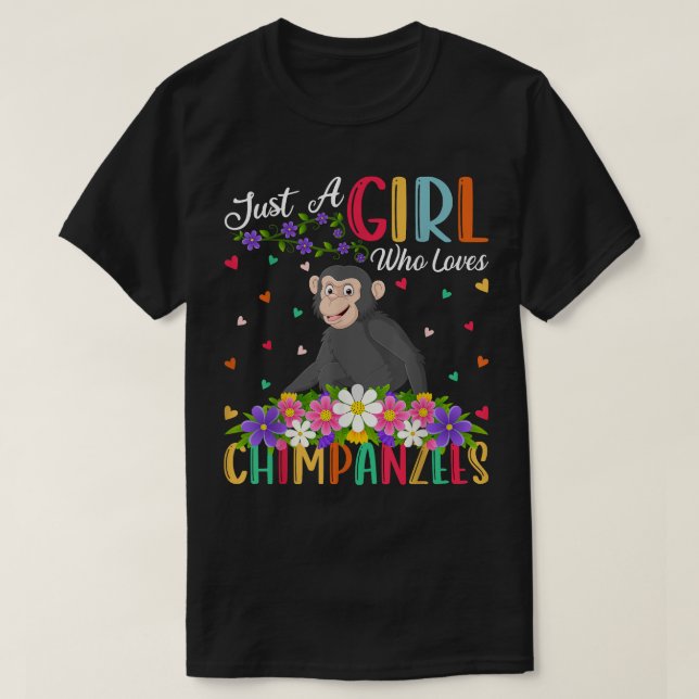 Chimpanzee Älskare, bara en flicka som Kärlek chim T Shirt (Design framsida)
