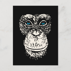 Chimpanzee Ansikte med Blue Ögon Vykort