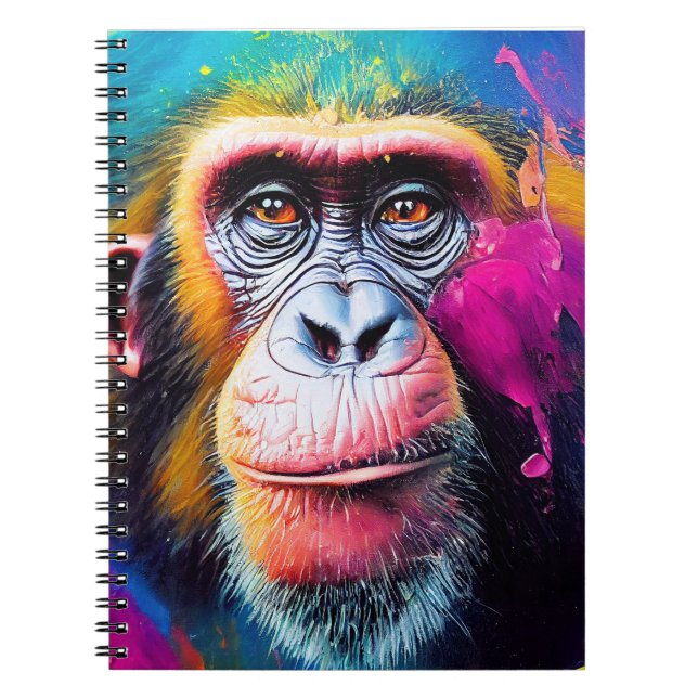 Chimpanzee Ape Animal Discovery Äventyr Natature Anteckningsbok (Framsidan)