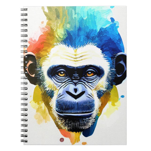 Chimpanzee Ape Vild Natur Animal Färg Art Pain Anteckningsbok (Framsidan)