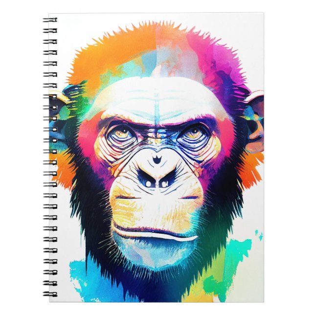 Chimpanzee Ape Vild Natur Animal Färg Art Pain Anteckningsbok (Framsidan)