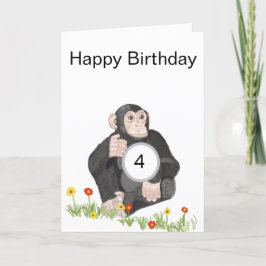Chimpanzee Barns födelsedag Helgkort