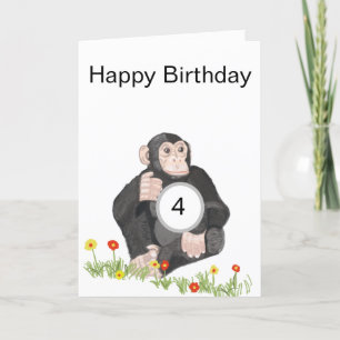 Chimpanzee Barns födelsedag Helgkort