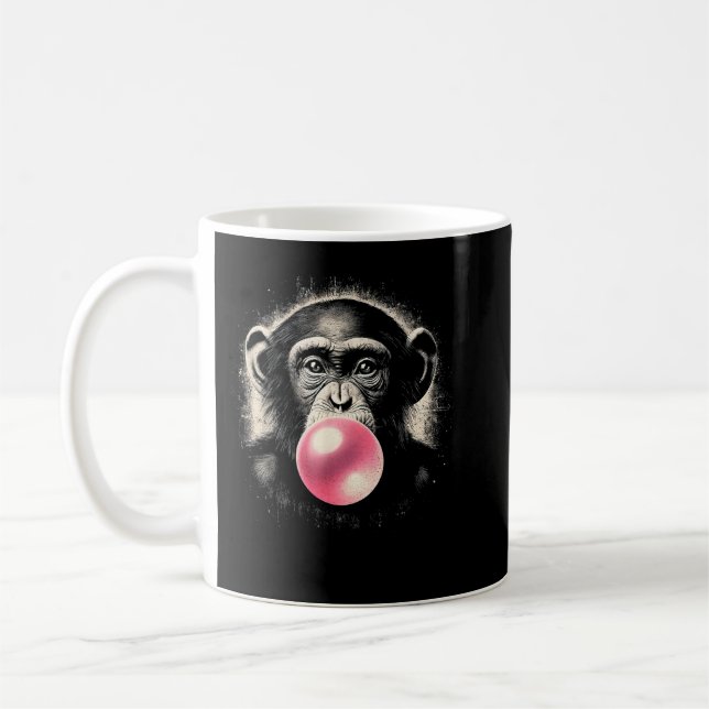 Chimpanzee Chimp Ape Rosa Chewing Gum Bubble Kaffemugg (Vänster)