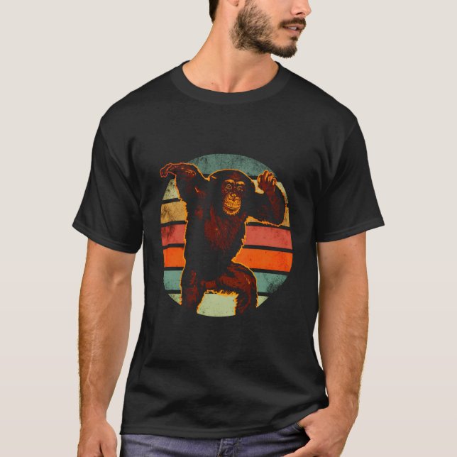 Chimpanzee Chimp Bonobo Ape Primat Monkey Animal T Shirt (Framsida)