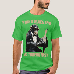 Chimpanzee Chimp Piano Maestro in a Tuxedo Vest Fu T Shirt
