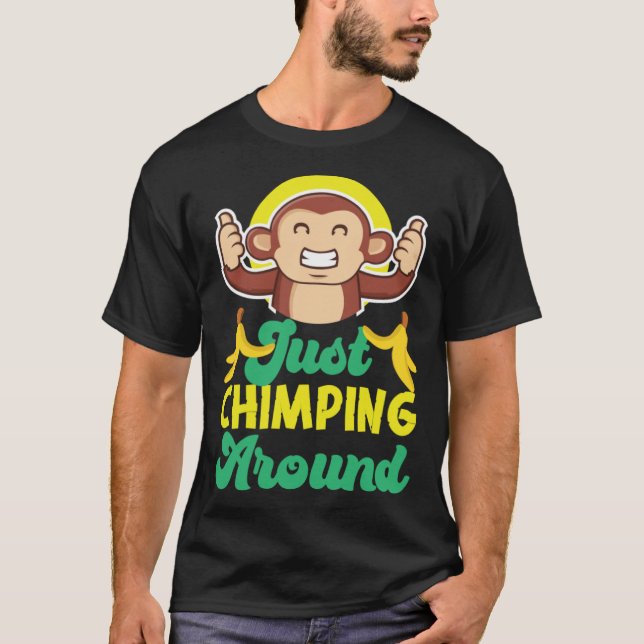 Chimpanzee Chimping Around Pullover Hoodie T Shirt (Framsida)
