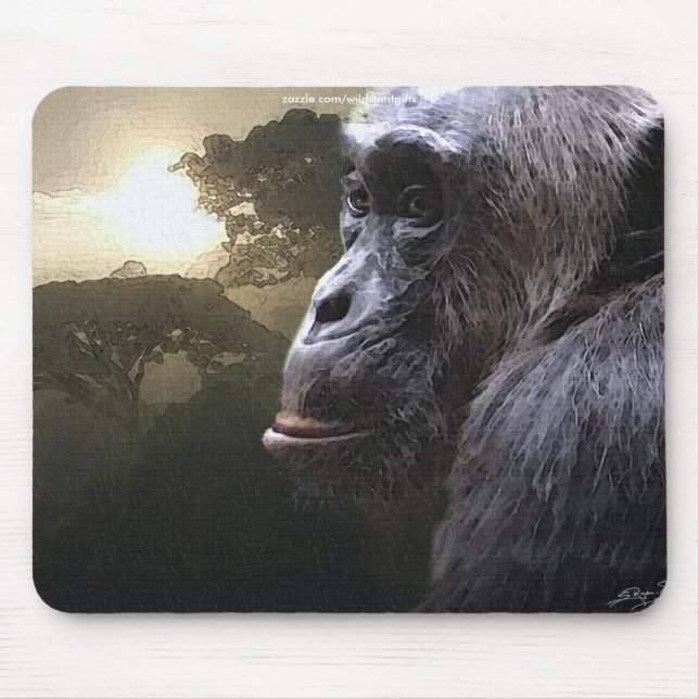 Chimpanzee Conservation Wildlife Art Mousepad Musmatta (Framsidan)