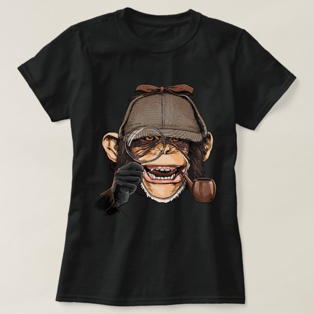 Chimpanzee detektiver Underbar Ape Chimp Primate A T Shirt (Design framsida)
