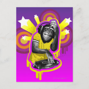 Chimpanzee DJ Vykort