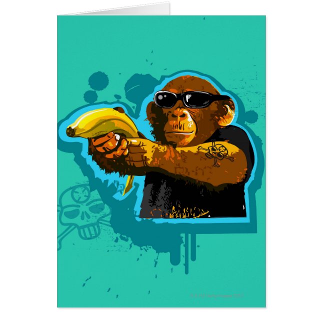 Chimpanzee Holding a Banana Hälsningskort (Framsidan)