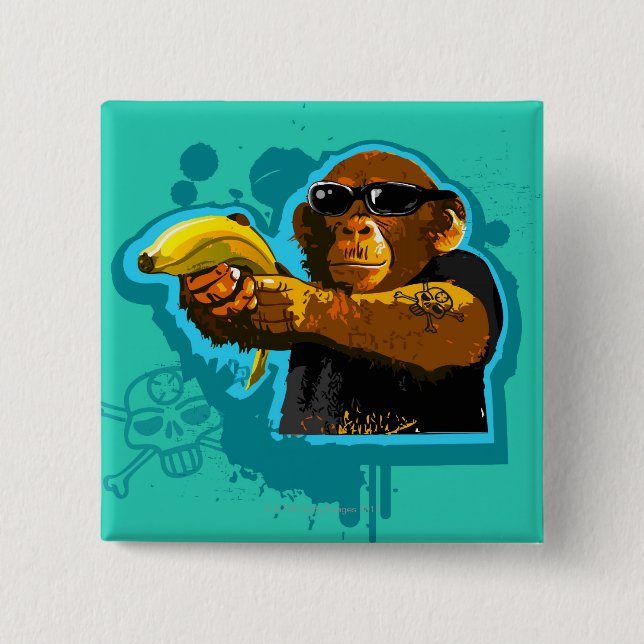 Chimpanzee Holding a Banana Knapp (Framsida)