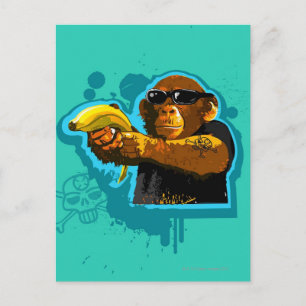 Chimpanzee Holding a Banana Vykort