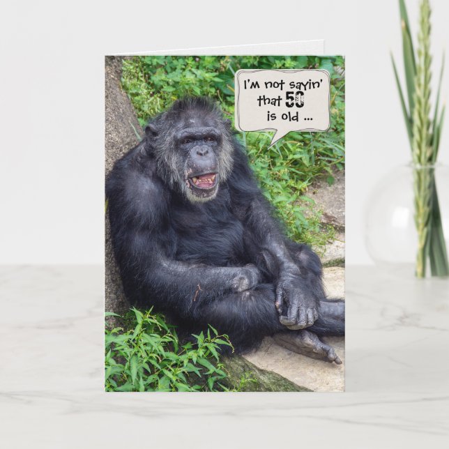 chimpanzee humor-for 50-årsdagen kort (Framsida)