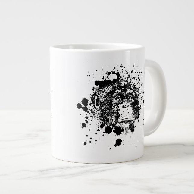 Chimpanzee i Black Stänk Jumbo Mugg (Framsida höger)