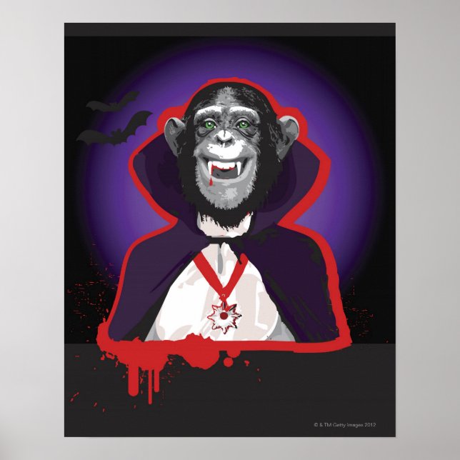 Chimpanzee in Dracula Costume Poster (Framsidan)
