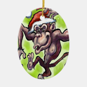 Chimpanzee-jul Julgransprydnad Keramik