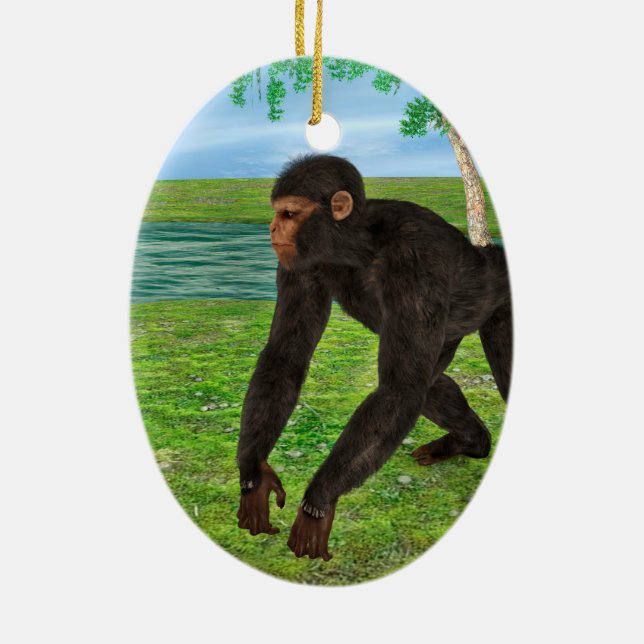 Chimpanzee Julgransprydnad Keramik (Baksidan)