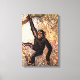 Chimpanzee Monkey by CE Svan, Vintage Vilda djur Canvastryck
