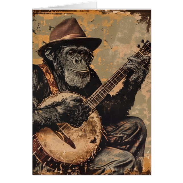 CHIMPANZEE MONKEY FUNNY BIRTHDAY GREETING CARD HÄLSNINGSKORT (Framsidan)
