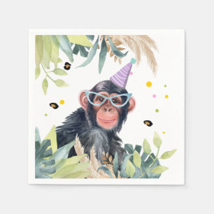 Chimpanzee Monkey Party Animals Birthday Safari Pappersservett