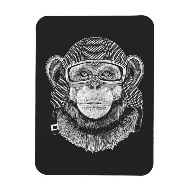 Chimpanzee Motorcycle Rider Magnet (Vertikal)