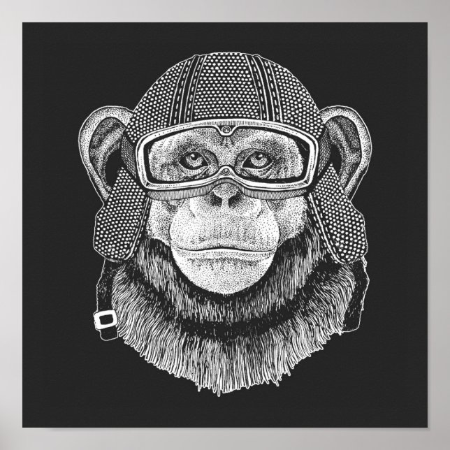 Chimpanzee Motorcycle Rider Poster (Framsidan)