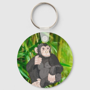 Chimpanzee och bamboo nyckelring