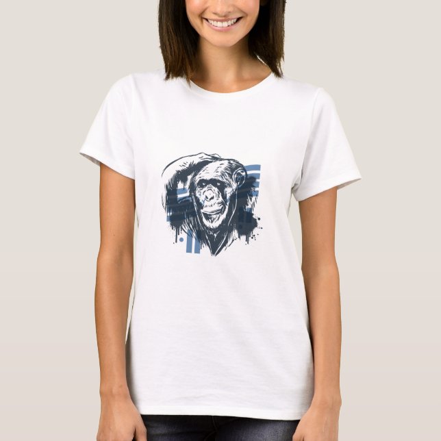 Chimpanzee Pensive Monkey T Shirt (Framsida)