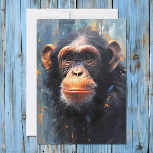 Chimpanzee Porträtt Julkort