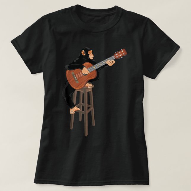 Chimpanzee spelar akustisk gitarr. Lungapa T Shirt (Design framsida)