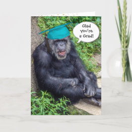 Chimpanzee Student med Teal Cap Kort