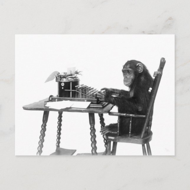 Chimpanzee-typning Vykort (Framsida)