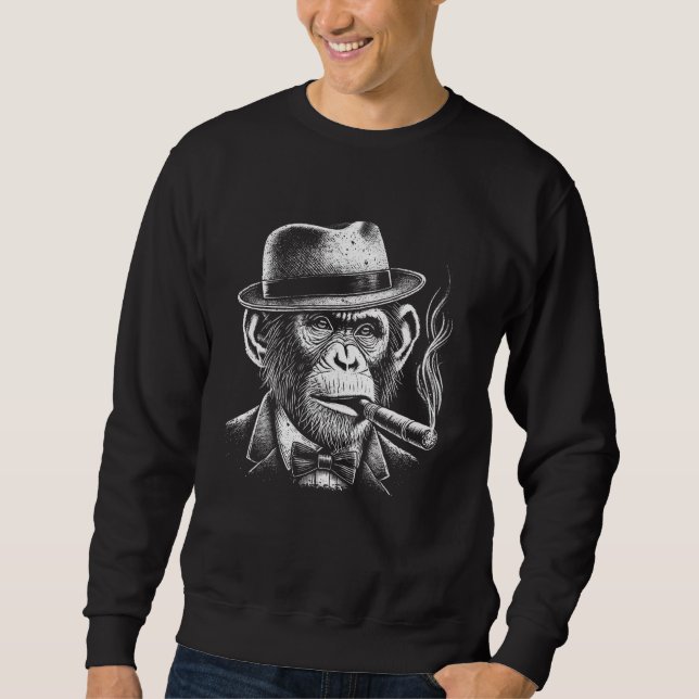 Chimpanzee Wearing Kostym Lång Ärmad Tröja (Framsida)