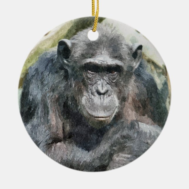 CHIMPANZEES JULGRANSPRYDNAD KERAMIK (Framsidan)