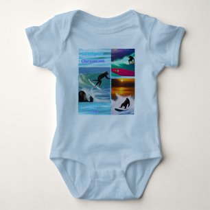 Chimpanzees Surfing Photo Collage, Baby Bodykostym T Shirt