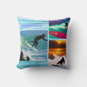 Chimpanzees Surfing Photo Collage, Cushion Kudde