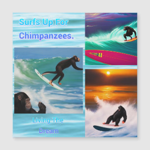 Chimpanzees Surfing Photo Collage, Magnetiskt kort