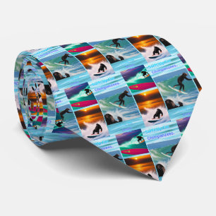 Chimpanzees Surfing Photo Collage, Neck Tie Slips