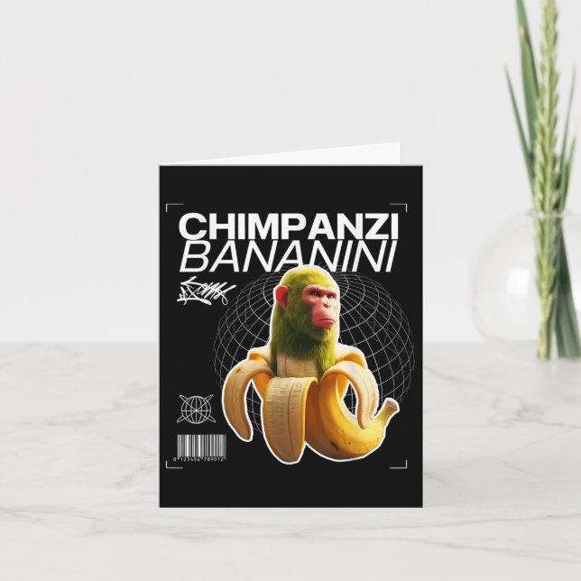 Chimpanzi Bananini Roligt Art Kort (Framsida)