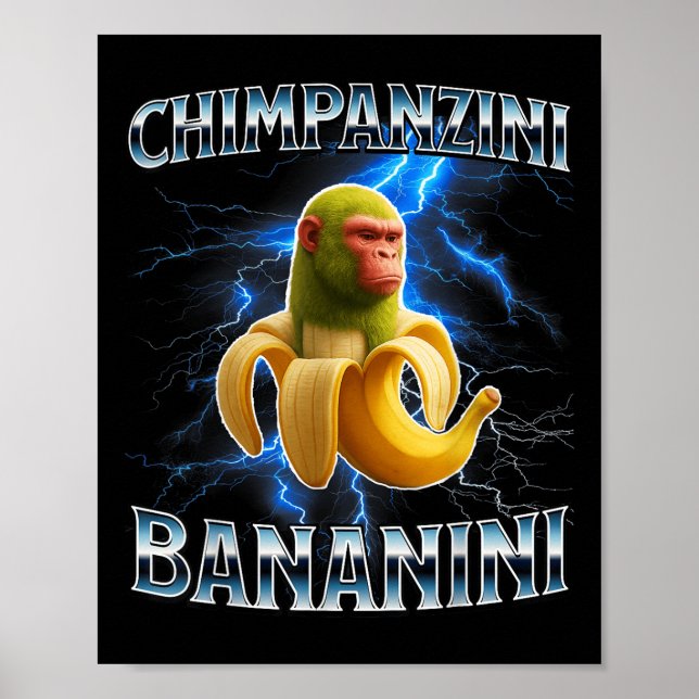 Chimpanzini Bananini Funny Italy Brainrot Meme B Poster (Framsidan)