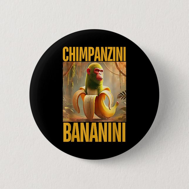 Chimpanzini Bananini Italienska Brainrot Meme Boys Knapp (Framsida)