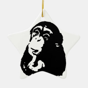 Chimpanzking Chimpanzee, pop Art Thinking Julgransprydnad Keramik