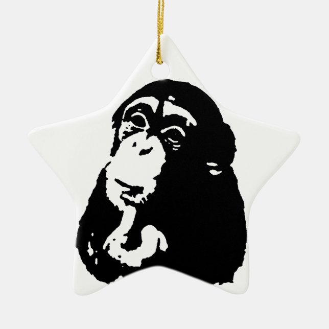 Chimpanzking Chimpanzee, pop Art Thinking Julgransprydnad Keramik (Framsidan)