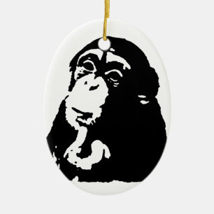 Chimpanzking Chimpanzee, pop Art Thinking Julgransprydnad Keramik