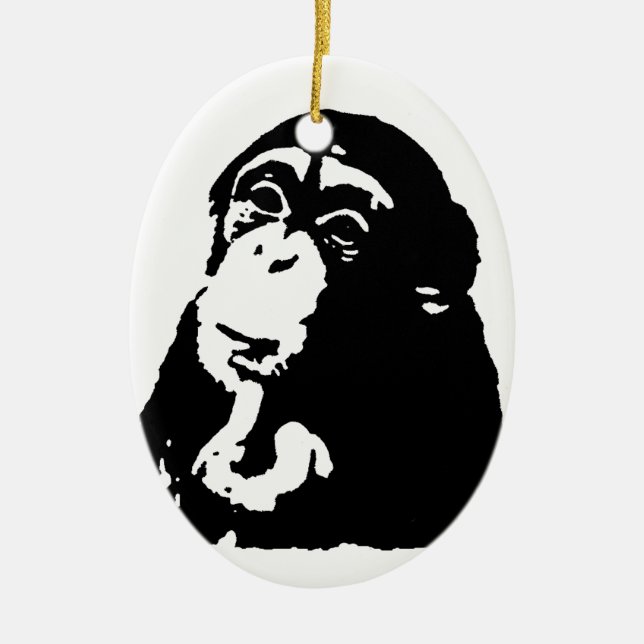 Chimpanzking Chimpanzee, pop Art Thinking Julgransprydnad Keramik (Framsidan)