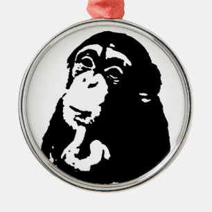 Chimpanzking Chimpanzee, pop Art Thinking Julgransprydnad Metall
