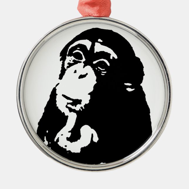 Chimpanzking Chimpanzee, pop Art Thinking Julgransprydnad Metall (Framsidan)