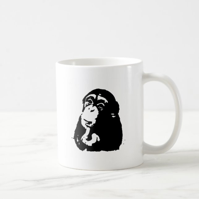 Chimpanzking Chimpanzee, pop Art Thinking Kaffemugg (Höger)