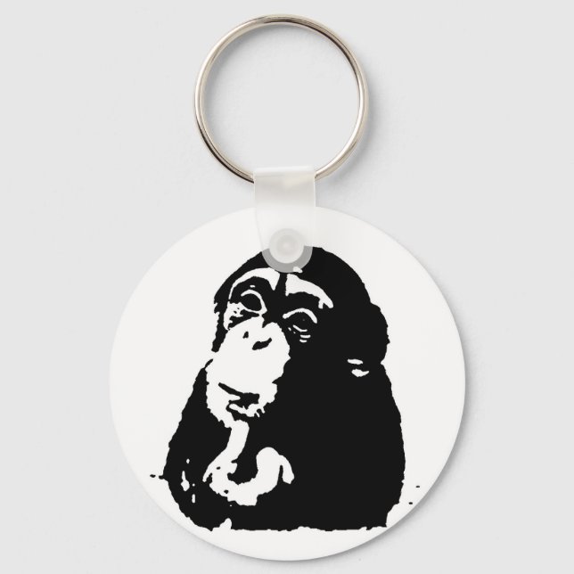 Chimpanzking Chimpanzee, pop Art Thinking Nyckelring (Framsida)